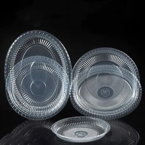 10PCS Round Oval Disposable Tableware Transparent Plastic Dish Party - Picture 1 of 17