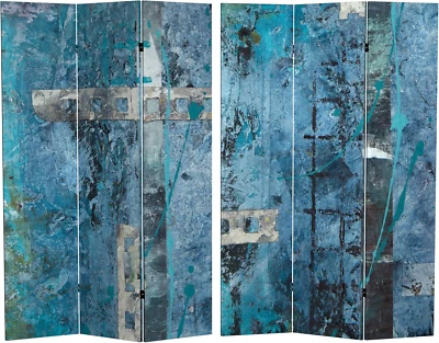 6 pies Divisor de habitación alto de lona de informe de noticias de doble cara, gris, múltiple Foto 1 de 4