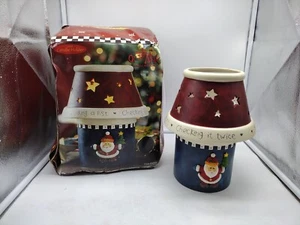 Elaine Thompson Ol' St. Nick CHRISTMAS Large Candle Holder & Shade  - Picture 1 of 12
