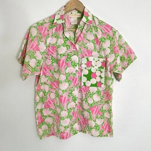 Vintage Key West Hand Print Fashions Lilly Pulitzer Women’s Short Sleeve Shirt M - Picture 1 of 13