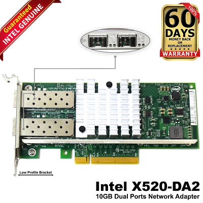 Intel X520-DA2 Dual-Port SFP+ 10Gbps Ethernet Server Network Adapter - Image 1 of 4