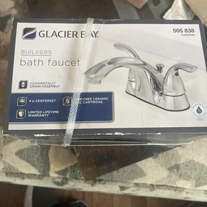 Glacier Bay Builders 4 in. Centerset 2-Handle Low-Arc Bathroom Faucet in Chrome - Picture 1 of 3