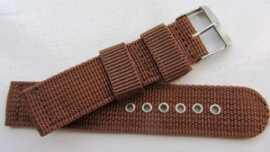 20mm Brown Military Webbing Canvas Watch Strap Band Bracelet BNWOT - Picture 1 of 3