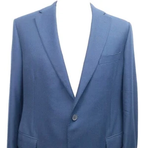 Samuelsohn Performance Blazer Jacket Size 46 R Sport Coat Hopsack Wool Blue - Picture 1 of 9