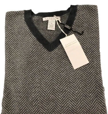 NWT  MARCONI Luxury MONGOLIAN Cashmere Sweater Mens Sz XL Herringbone Grey VTG - Image 1 of 4