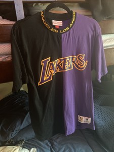 mitchell and ness lakers split t shirt