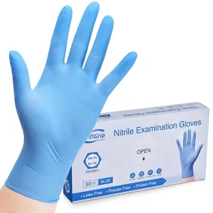 100pc Disposable Nitrile Exam 3-mil Latex Free Medical Cleaning Food-Safe Gloves - Picture 1 of 51