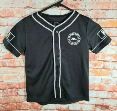BNWT Boys Sz 4 Best And Less Bad Boy Black Baseball Style Print Button Up Shirt  - Image 1 of 3