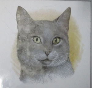 Vintage Mettlach CAT Ceramic Wall Tile Made in Germany 6" Square - Picture 1 of 12