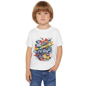 Fly High Toddler T-shirt | Kids Aviation Top, Airplane Tee, Birthday Gift, - Picture 1 of 29