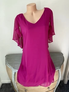 RONNI NICOLE PINK CHIFFON SHIFT DRESS SIZE 14 Magenta XL New - Picture 1 of 12