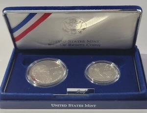 1993-S Bill of Rights Proof Silver Dollar & Half US Mint 2 Coin Set OGP Box COA - Picture 1 of 5