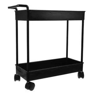 Slim Slide Shelves 2 Tier Storage Cart Two Tier Cart Kitchen Utility Cart - Picture 1 of 12
