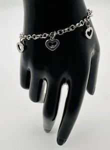VTG STERLING SILVER 925 DANGEL HEARTS CHARMS BRACELET 11.7 g Size 7. Valentine - Picture 1 of 13