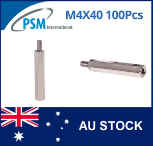 M4 X 40 PSM SPACER HEX MALE / FEMALE BRASS NICKEL PLATED SPA02BM440MM 100PCS - Picture 1 of 5