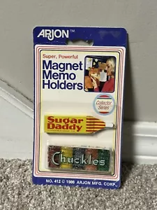 Vintage ARJON Candy Fridge Magnets 1986 # 412 - 2 Pack Memo Holders, Sugar Daddy - Picture 1 of 2