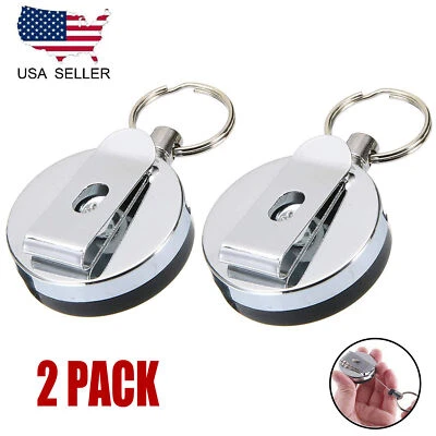 2PCS Steel Wire Rope Elastic Key Chain Retractable Anti Lost Secure Key Chain - Image 1 of 4