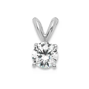 14k White Gold 1/3 Ct Round VS/SI GH Lab Grown Diamond Solitaire Pendant for Mom - Picture 1 of 1