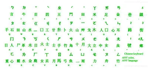 CHINESE KEYBOARD STICKER LABEL TRANSPARENT GREEN LETTERS ONLINE-WELCOME - Picture 1 of 3