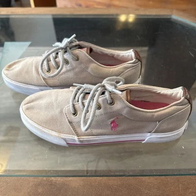 Tênis Polo Ralph Lauren 5.5 Hugo II Casual Lona Marrom Top Baixo Rosa - Imagem 1 de 4