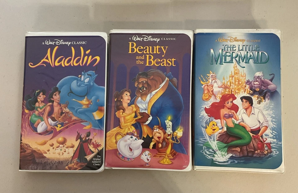 Disney BLACK DIAMOND VHS(LOT OF 3)Beauty & the Beast, The Little Mermaid,Aladdin Foto 1 de 1