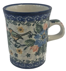 UNIKAT Poland Pottery Floral Mug w/ Birds M. Starzyk Boleslawiec New 2478 - Picture 1 of 4