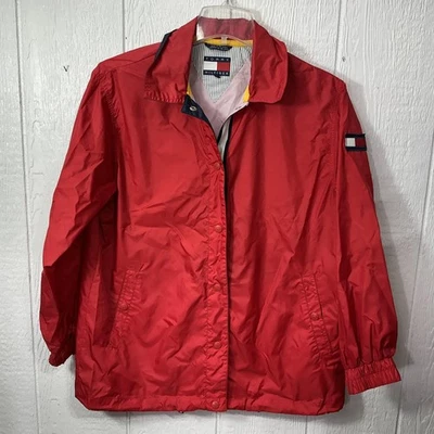 Tommy Hilfiger Chaqueta Para Hombre Grande Rojo Nylon Cortavientos Abrigo Ligero Justo Foto 1 de 4