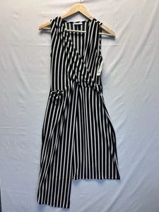 Abito donna Bar III a righe avvolgente asimmetrico nero bianco XS NUOVO CON ETICHETTE - Foto 1 di 8
