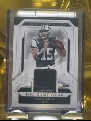 2024 National Treasures TIM TEBOW Silver Foil Game Gear Jersey Patch Jets /99 - Image 1 of 2