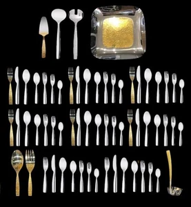 Gold Chrome Cutlery Set Alessi-Wanders Dressed 72-Pieces BRAND NEW/NEW £1334 RRP - Picture 1 of 22