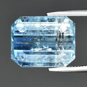 💎 3.93ct 11x8.8mm Octagon Natural Blue Aquamarine - Unheated, Africa Gemstone - Picture 1 of 4