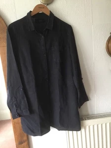 SEASALT Women’s Rockcliff Shirt 100% Linen LONGLINE BARELY BLACK SZ 12 44” bust - Picture 1 of 7