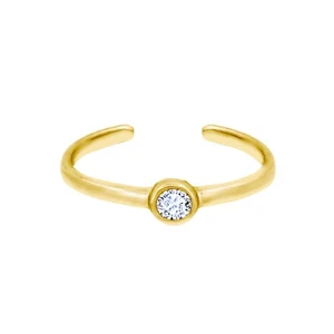 Jewelco London Ladies Solid 9ct Yellow Gold Cubic Zirconia Stylish Toe Ring - Picture 1 of 3