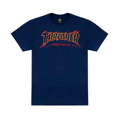 Thrasher Cracked Tee Navy Mens Streetwear Skate Apparel - image 1 of 2