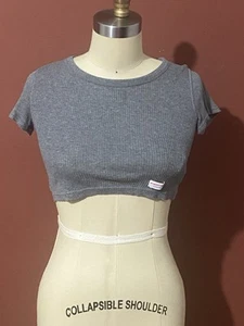 Alexander Wang Grey cotton cropped baby tee Light Women Size X-Small Ribbed Gray - Picture 1 of 9