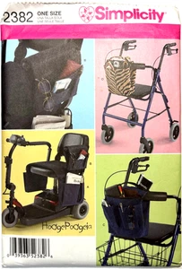 Simplicity Sewing Pattern Walker Wheelchair Scooter Bag New Uncut 2382 - Picture 1 of 2