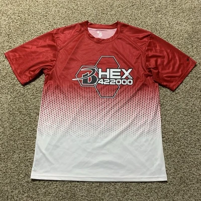 Badger Sport Hex Badger 2.0 SS Shirt Sz. L NEW 422400 Red/White - Image 1 of 2