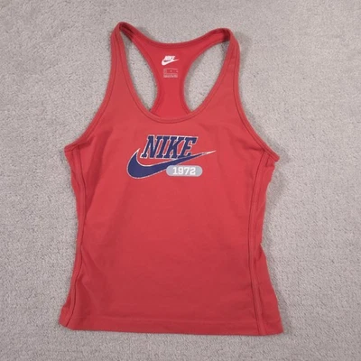 Camiseta sin mangas Nike para mujer roja mediana espalda deportiva 1972 logotipo Swoosh gimnasio atlético Foto 1 de 4