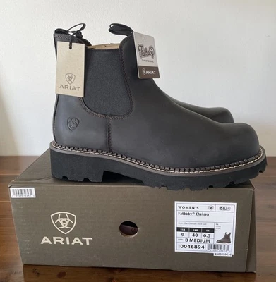 Botas de cuero ARIAT Fatbaby Chelsea para mujer 9 Deertan negras City Farm Chore Grunge Foto 1 de 4
