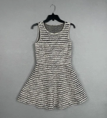 Parker Dress Womens Small Black White Silk Fit Flare Sleeveless Mini Party NYE - Image 1 of 4