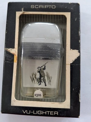 Encendedor VU HUNTER Scripto vintage en caja original plateado y negro Foto 1 de 4
