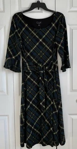 CONNECTED APPAREL KARIERTES MIDIKLEID MIT BINDEBAND UND GLOCKENÄRMELN RUNDHALSAUSSCHNITT - Bild 1 von 6