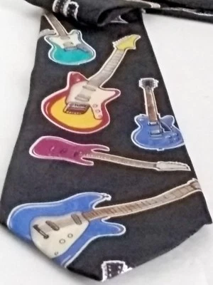 Guitarras eléctricas A. Rogers 1997 para hombre corbata negra azul roja clásica 57,5" X 4 1/8"  Foto 1 de 4