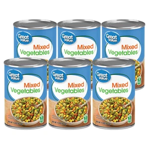 (6 Cans) Great Value Canned Mixed Vegetables, 15 oz - Picture 1 of 5