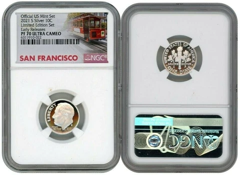 2021 S SILVER ROOSEVELT DIME 10C LIMITED EDITION NGC PF70 UCAMEO ER  TROLLEY E10 Cover