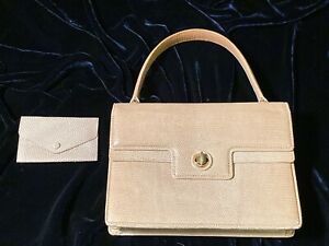 Vintage Authentic GUCCI 1960s Cream Beige Leather Lizard Kelly Handbag STUNNING