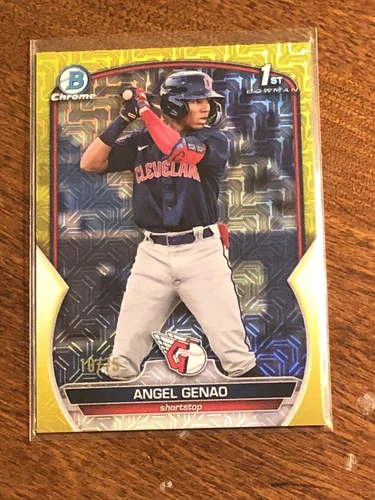 2023 Bowman 1st Chrome Angel Genao Yellow Mojo 10/75 BCP-140 Guardians