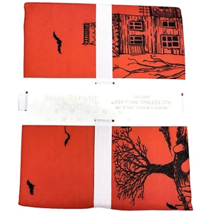 Isaac Mizrahi Halloween Haunted House Forest Bats 60x102 Tablecloth Orange Black - Picture 1 of 9