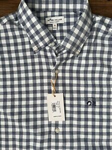 Peter Millar Summer Comfort Long Sleeve Button Down Blue And White Check XL
