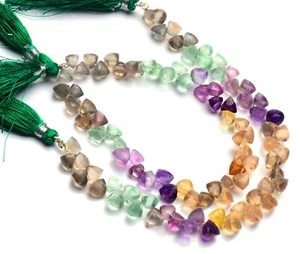 Natural Gem Rainbow Fluorite 6.5mm Size Faceted 3D Trillion Shape Beads 8" - Picture 1 of 3